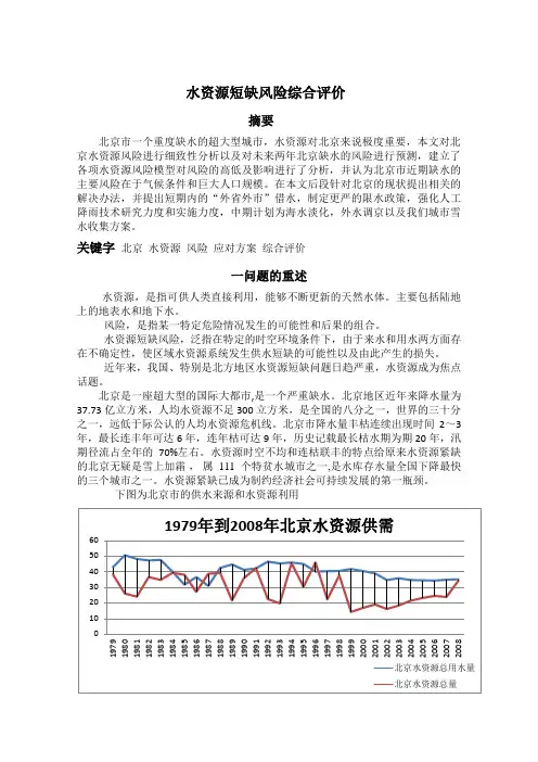 水资源短缺风险综合评价