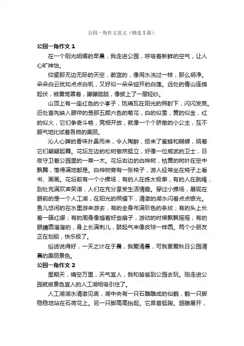 公园一角作文范文（精选5篇）