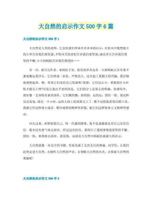 大自然的启示作文500字6篇