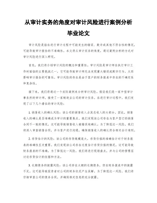 从审计实务的角度对审计风险进行案例分析毕业论文