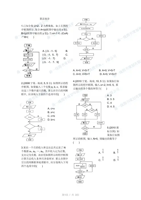 算法初步 高考题