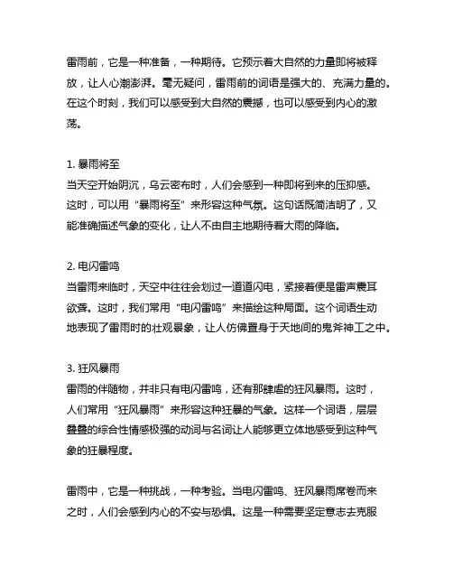 雷雨前,雷雨中,雷雨后的词语
