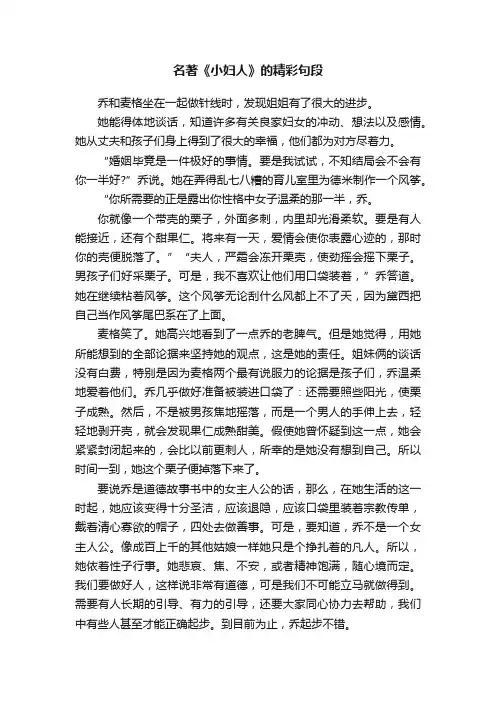 名著《小妇人》的精彩句段