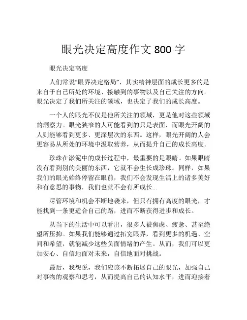 眼光决定高度作文800字
