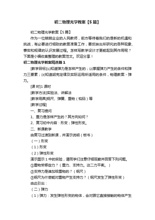 初二物理光学教案【5篇】