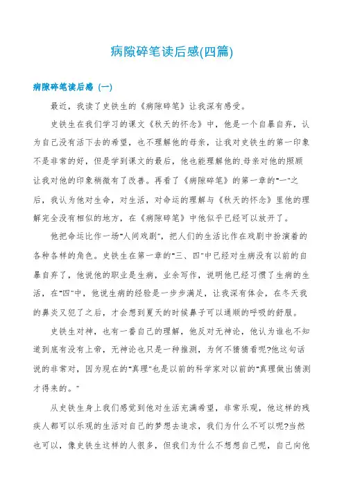 病隙碎笔读后感(四篇)