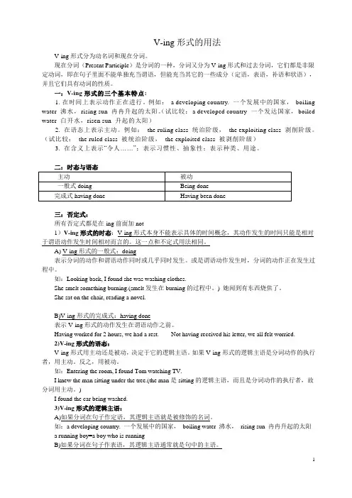 V-ing形式的用法