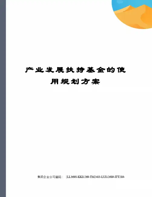 产业发展扶持基金的使用规划方案