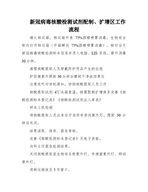 新冠病毒核酸检测试剂配制、扩增区工作流程