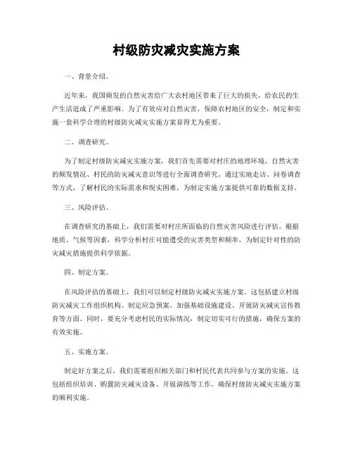 村级防灾减灾实施方案