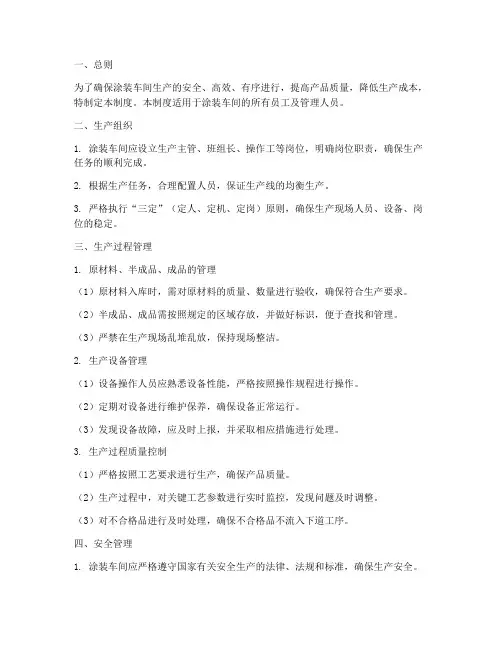 涂装车间生产管理制度范本