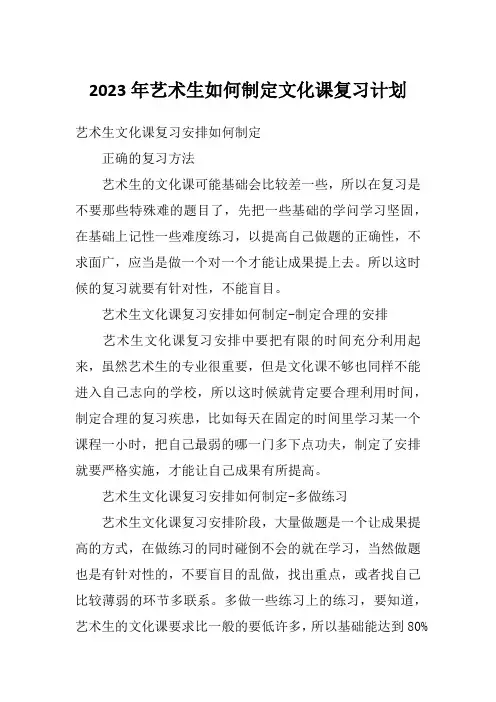 2023年艺术生如何制定文化课复习计划