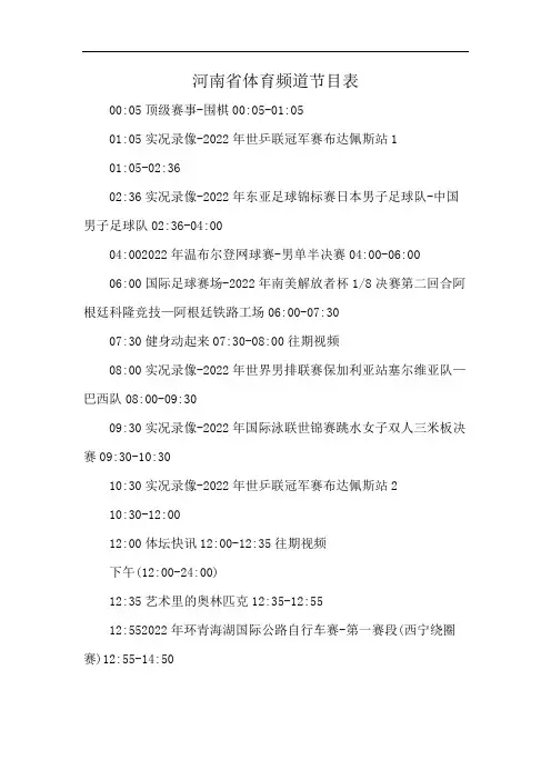 河南省体育频道节目表