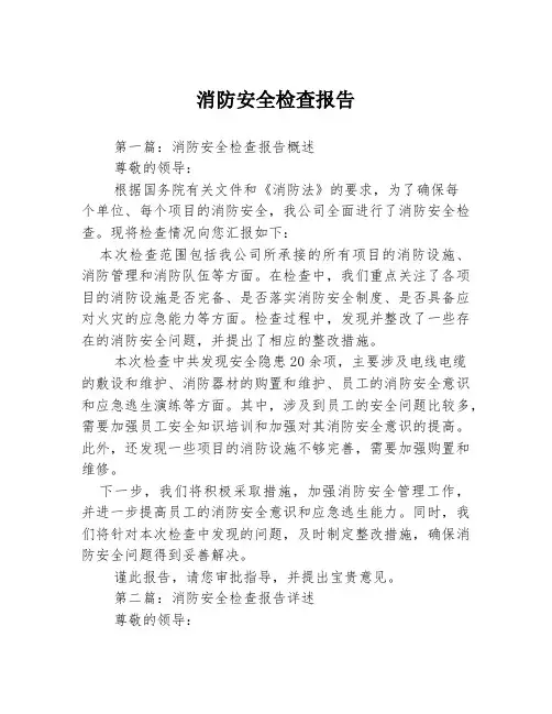 消防安全检查报告3篇