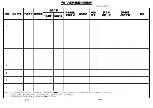 老化测试记录表