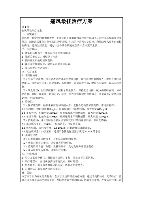 痛风最佳治疗方案