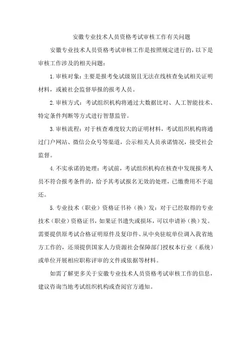 安徽专业技术人员资格考试审核工作有关问题