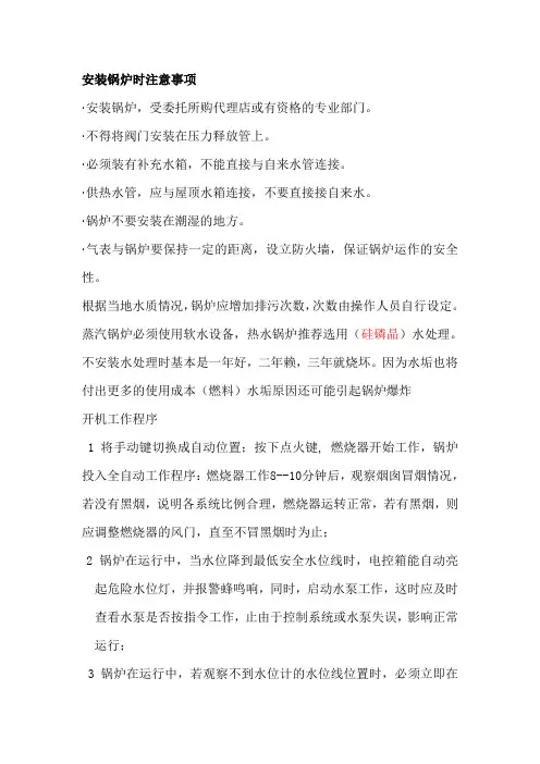 燃气锅炉使用说明书