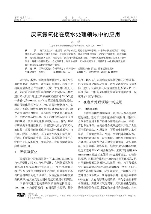 厌氧氨氧化在废水处理领域中的应用