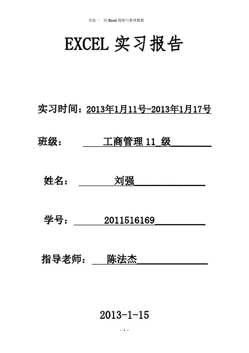 EXCEL实习报告