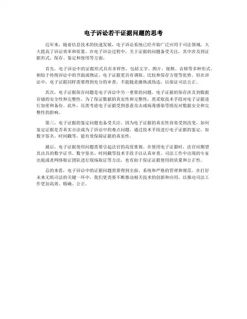 电子诉讼若干证据问题的思考