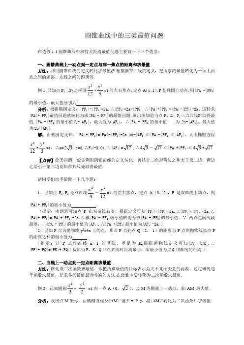 有关圆锥曲线的三类最值问题