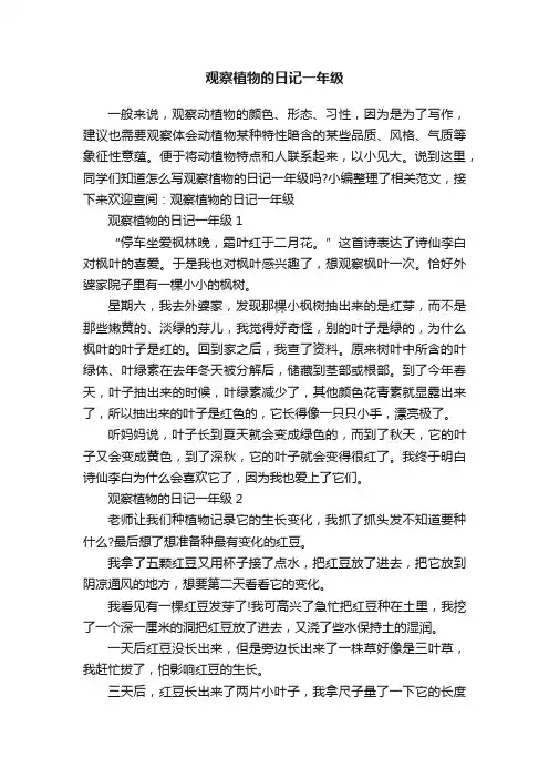 观察植物的日记一年级