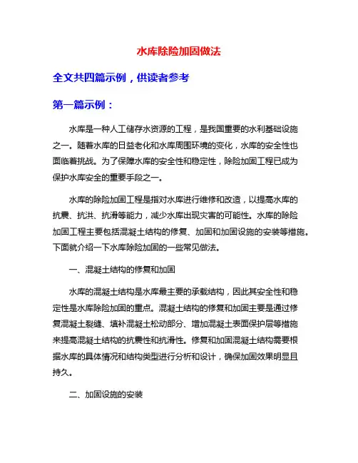 水库除险加固做法