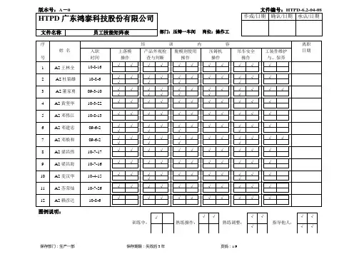 【实用文档类】大型知名人力资源技能矩阵图
