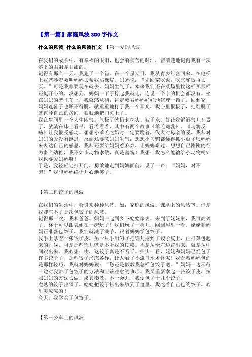 家庭风波300字作文