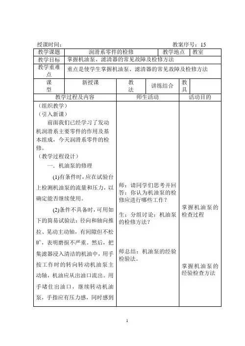 润滑系零件的检修