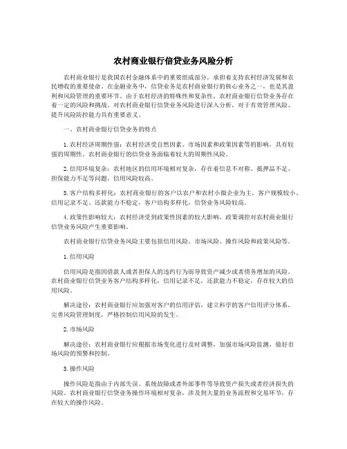 农村商业银行信贷业务风险分析