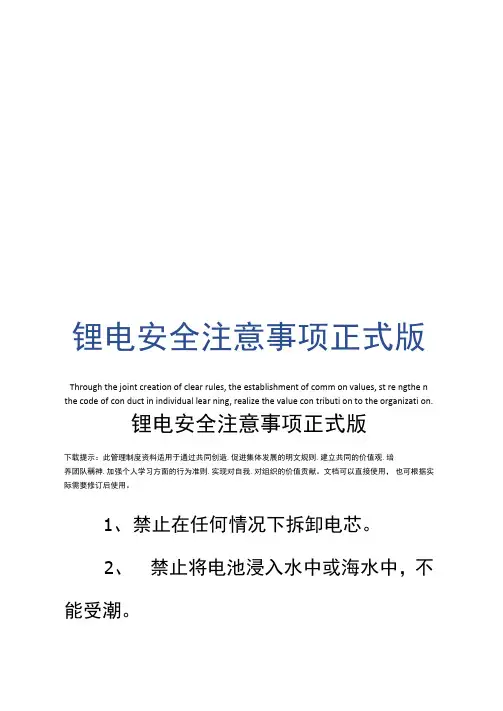 锂电安全注意事项正式版
