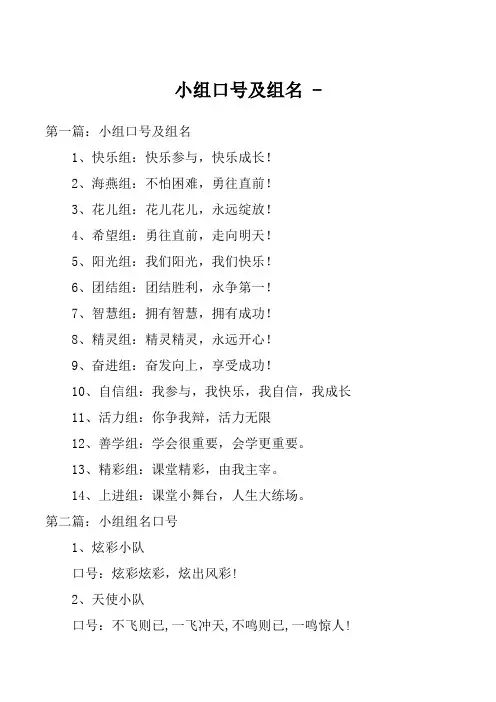 小组口号及组名 