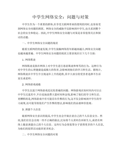 中学生网络安全：问题与对策