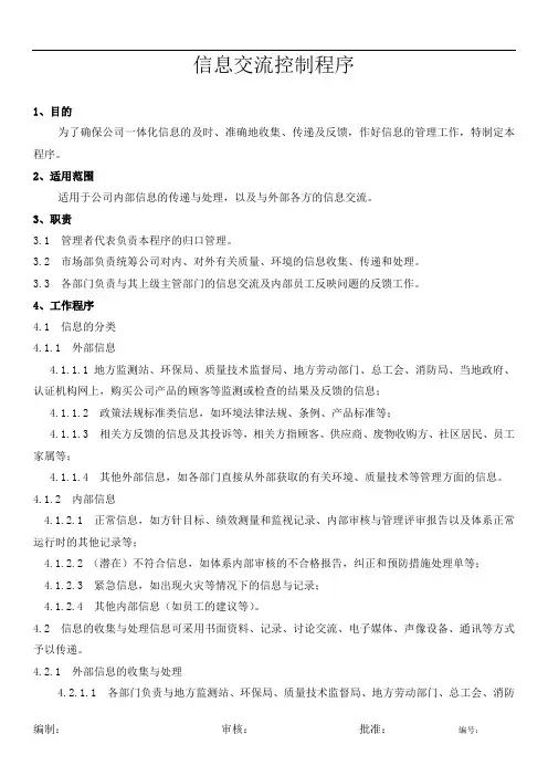 信息交流控制程序