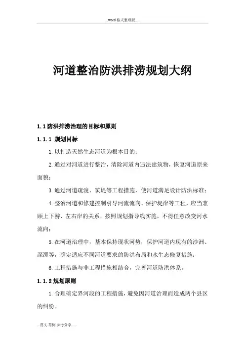河道整治防洪排涝规划大纲