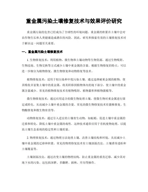 重金属污染土壤修复技术与效果评价研究