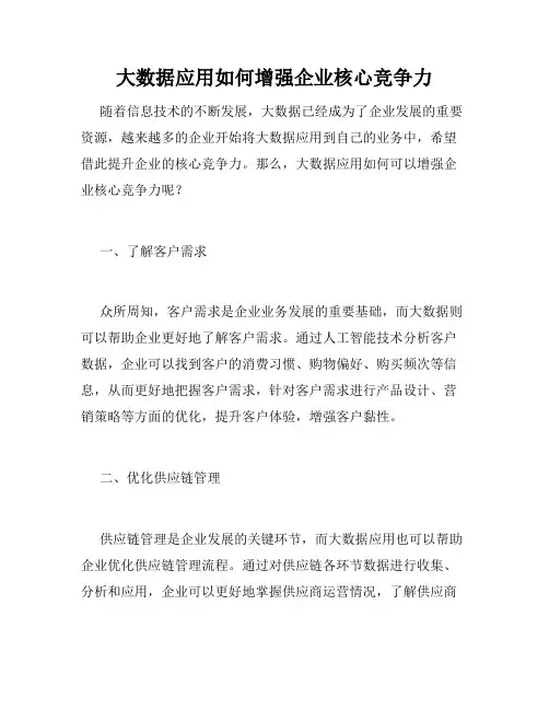 大数据应用如何增强企业核心竞争力