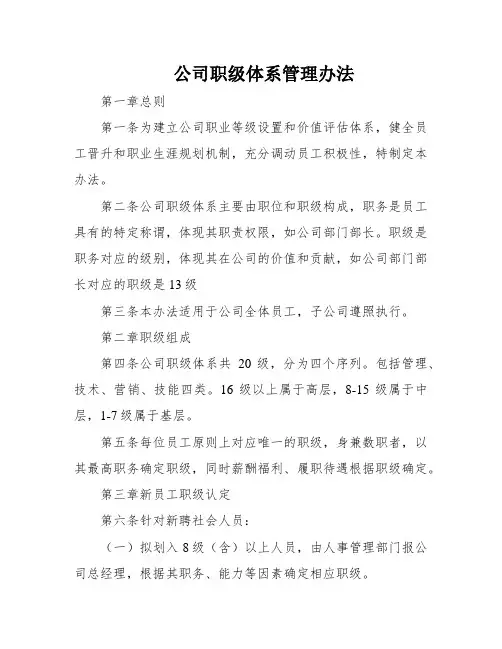 公司职级体系管理办法