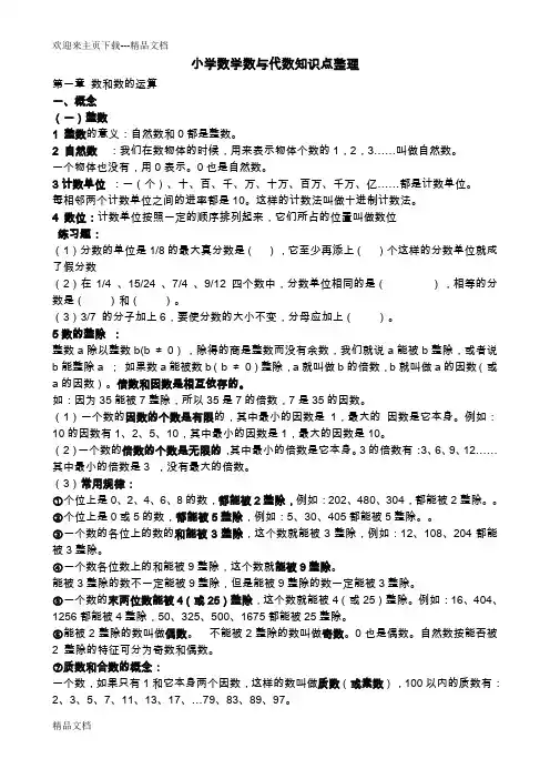 小学数学数与代数知识点整理