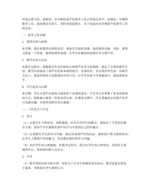 个人工作总结葫芦丝老师