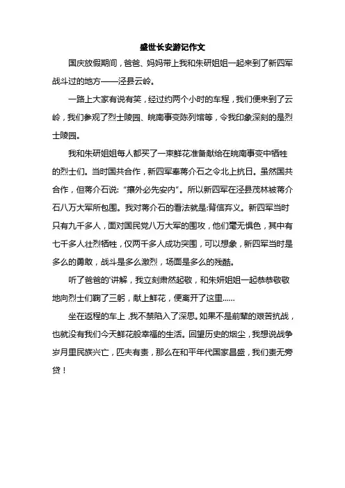盛世长安游记作文