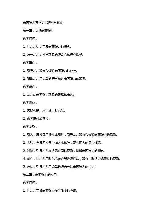 表面张力真神奇大班科学教案