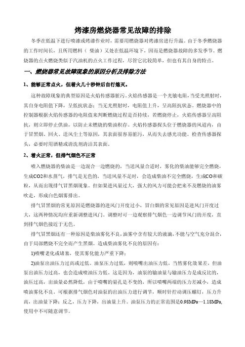 燃烧器常见故障原因及排除方法