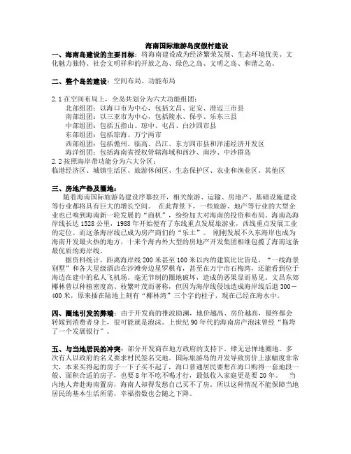海南国际旅游岛度假村建设