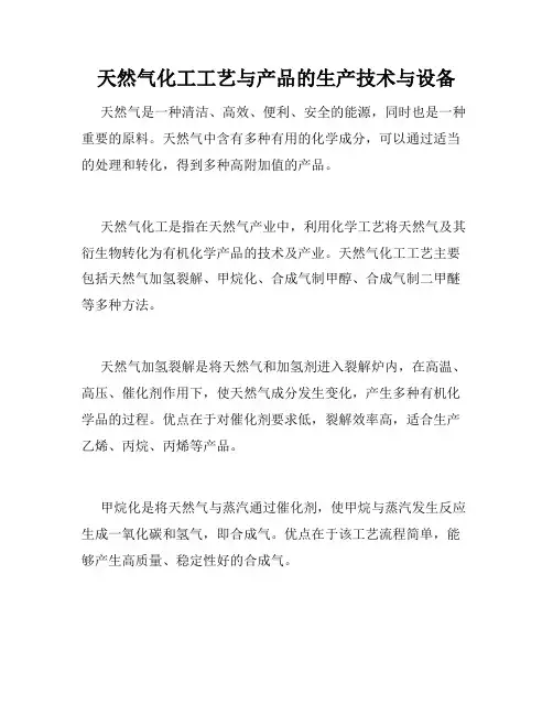 天然气化工工艺与产品的生产技术与设备