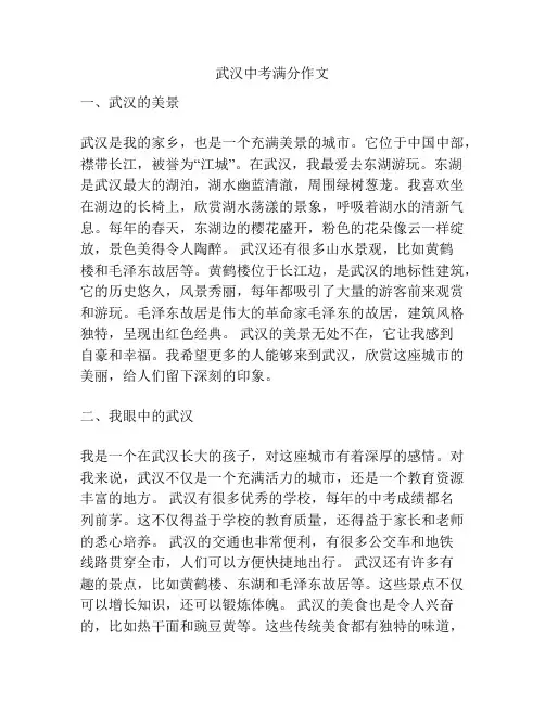 武汉中考满分作文