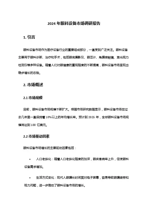 2024年眼科设备市场调研报告