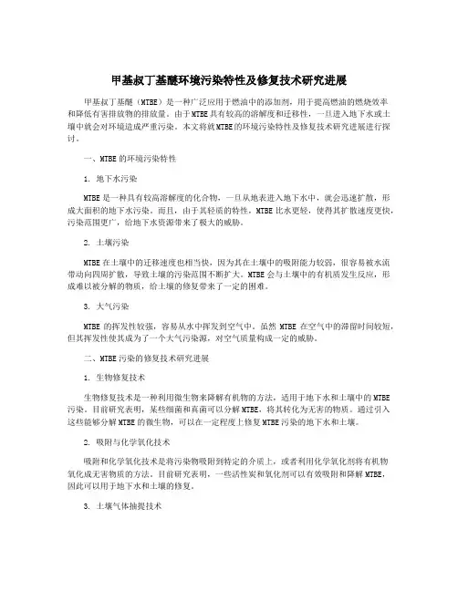 甲基叔丁基醚环境污染特性及修复技术研究进展